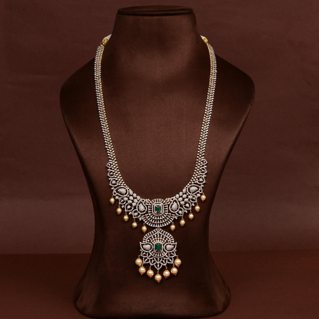 Hriday luxury choker in 92.5 silver with emerald stones, cz diamonds and elegant bridal craftsmanship by Sri Fine Jewellery, Hyderabad