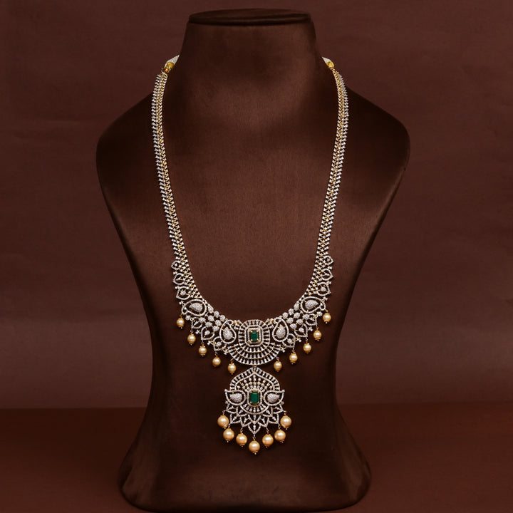 Hriday luxury choker in 92.5 silver with emerald stones, cz diamonds and elegant bridal craftsmanship by Sri Fine Jewellery, Hyderabad