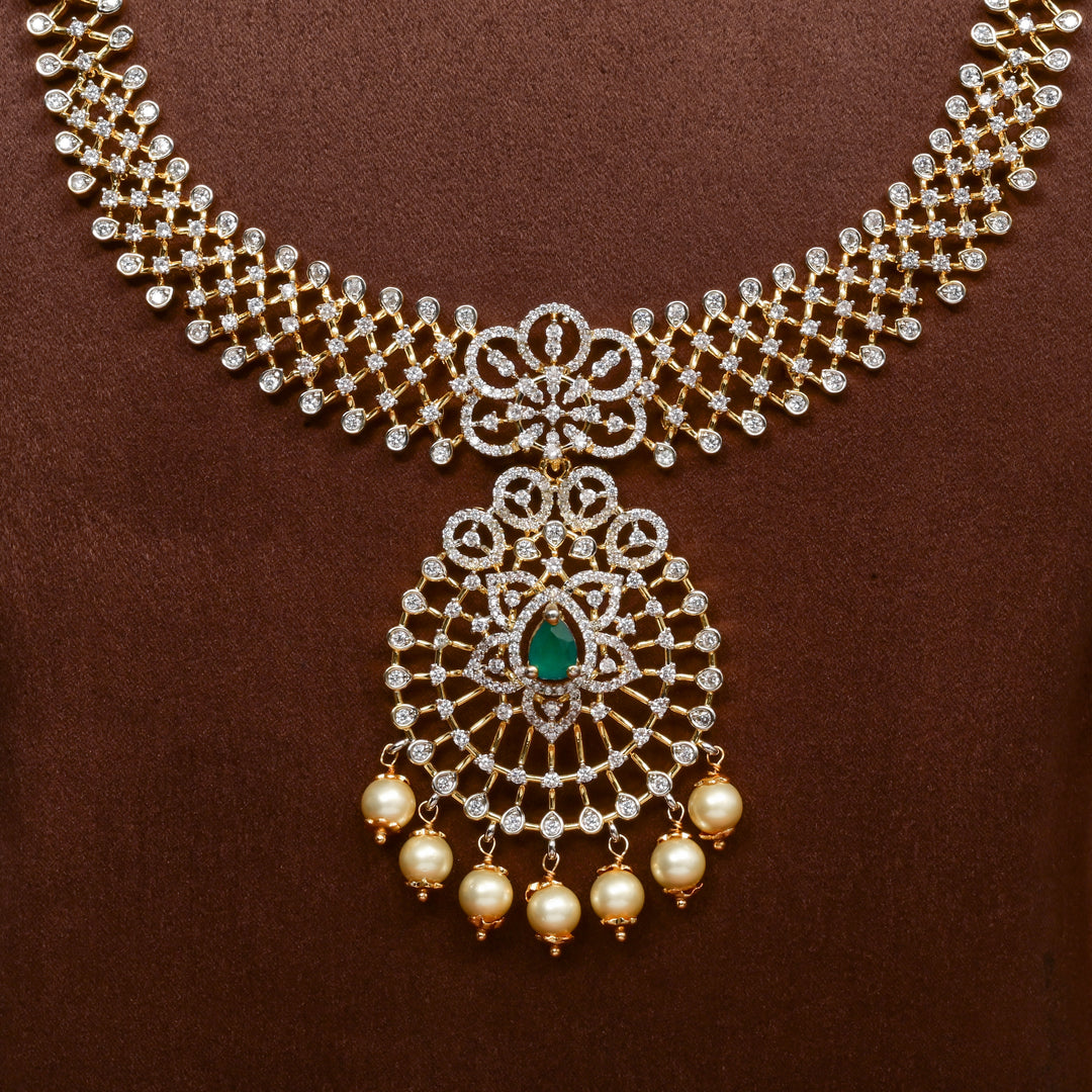 CZ Silver Emerald Necklace