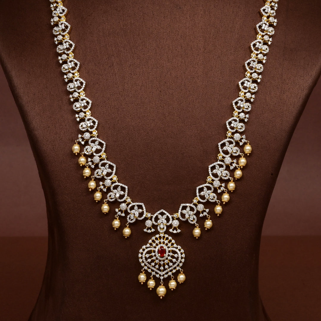 CZ Silver Ruby Necklace