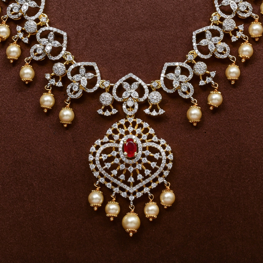 CZ Silver Ruby Necklace
