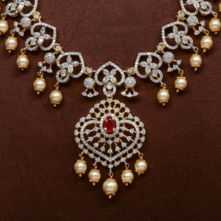 CZ Silver Ruby Necklace