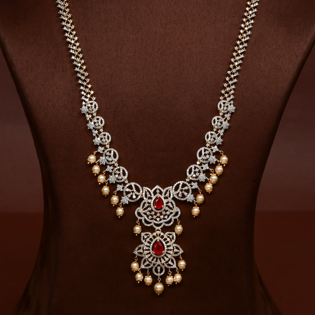 CZ Silver Ruby Necklace