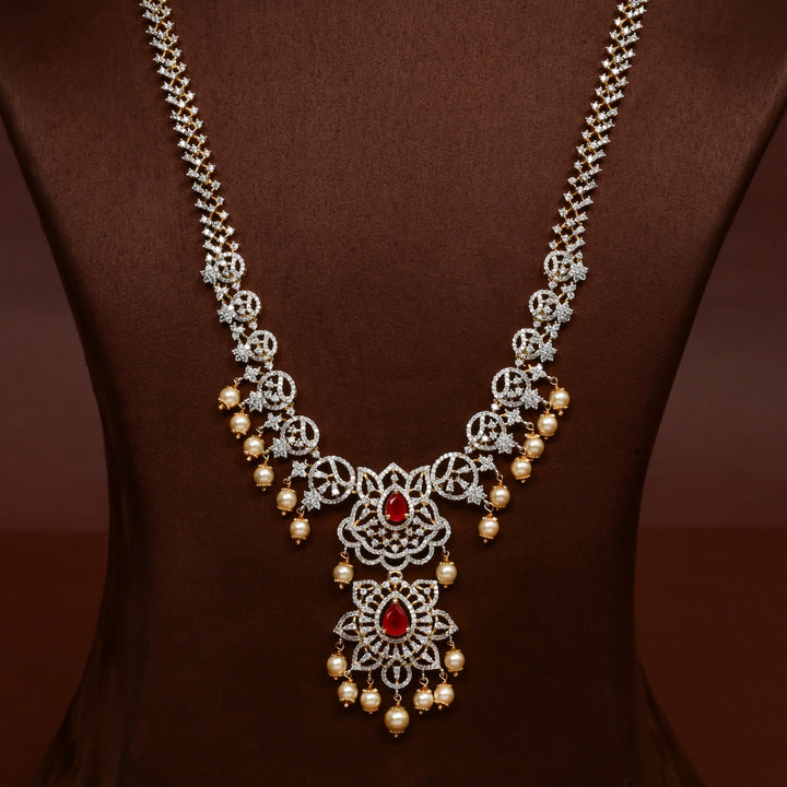 CZ Silver Ruby Necklace