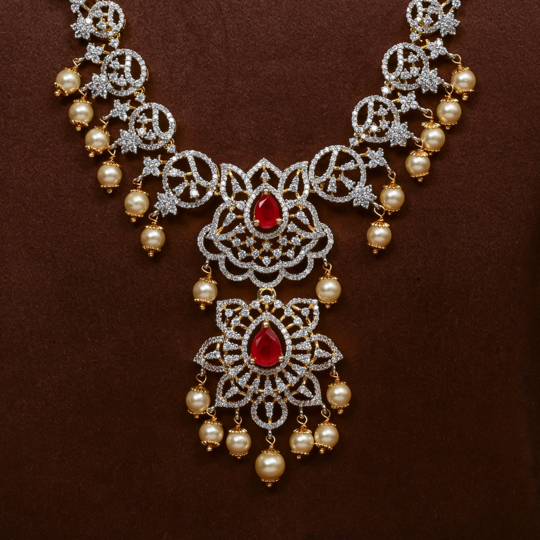 CZ Silver Ruby Necklace