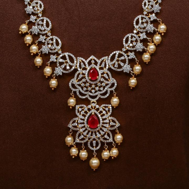 CZ Silver Ruby Necklace