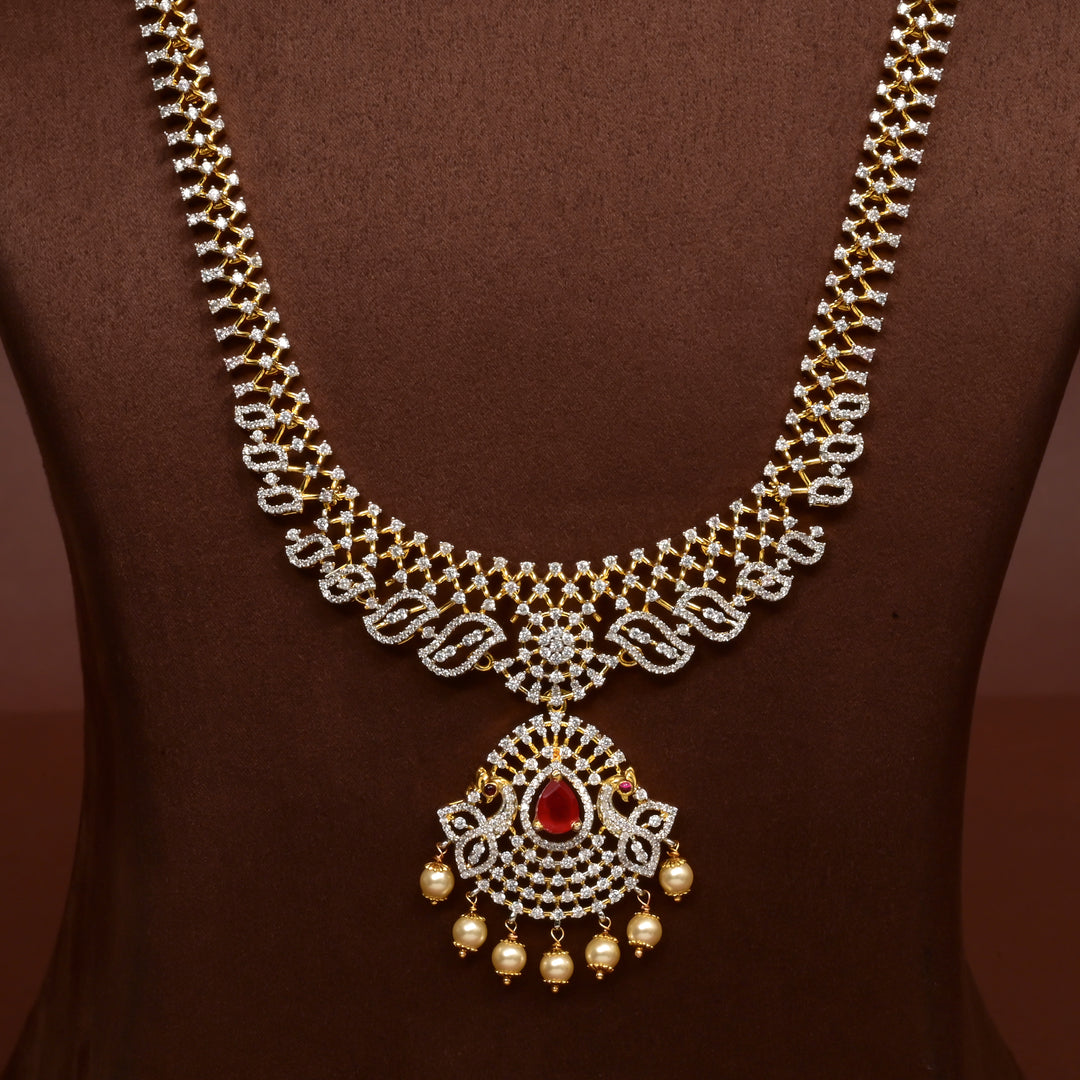CZ Silver Ruby Necklace