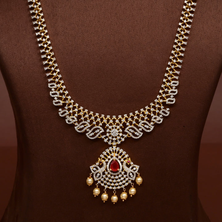 CZ Silver Ruby Necklace