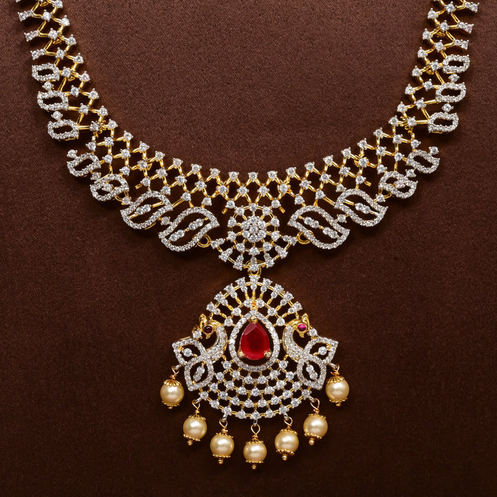 CZ Silver Ruby Necklace