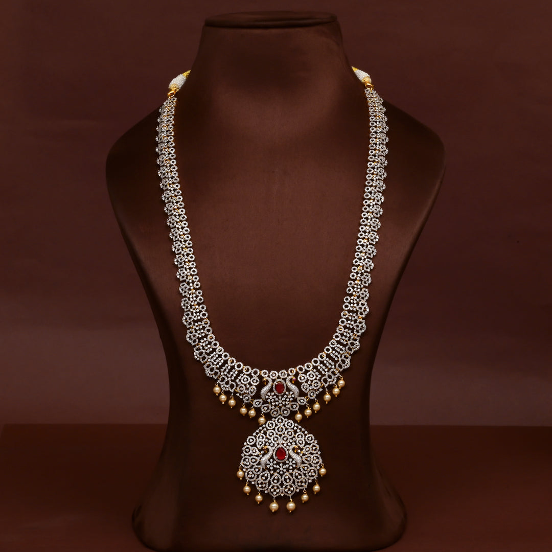 CZ Silver Ruby Necklace