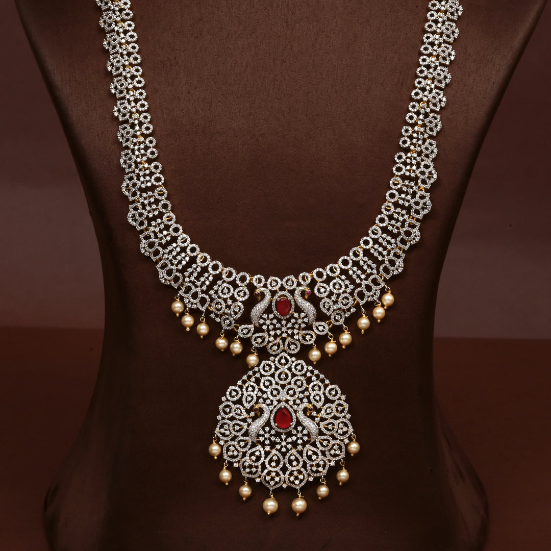 CZ Silver Ruby Necklace