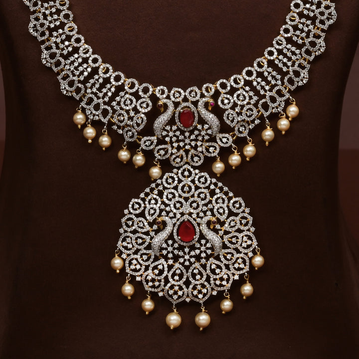 CZ Silver Ruby Necklace
