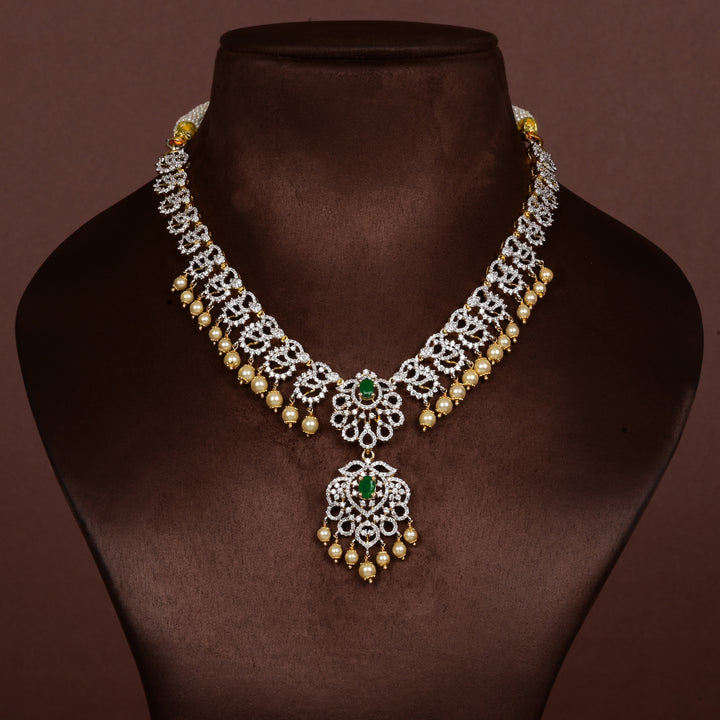 CZ Silver Emerald Necklace