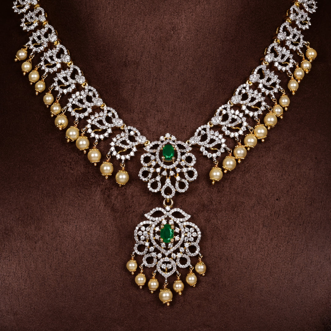 CZ Silver Emerald Necklace