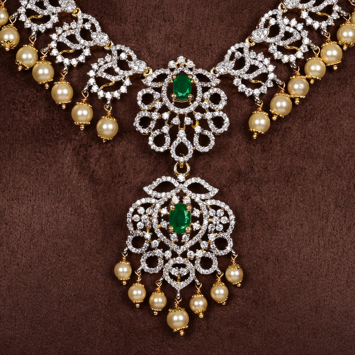 CZ Silver Emerald Necklace