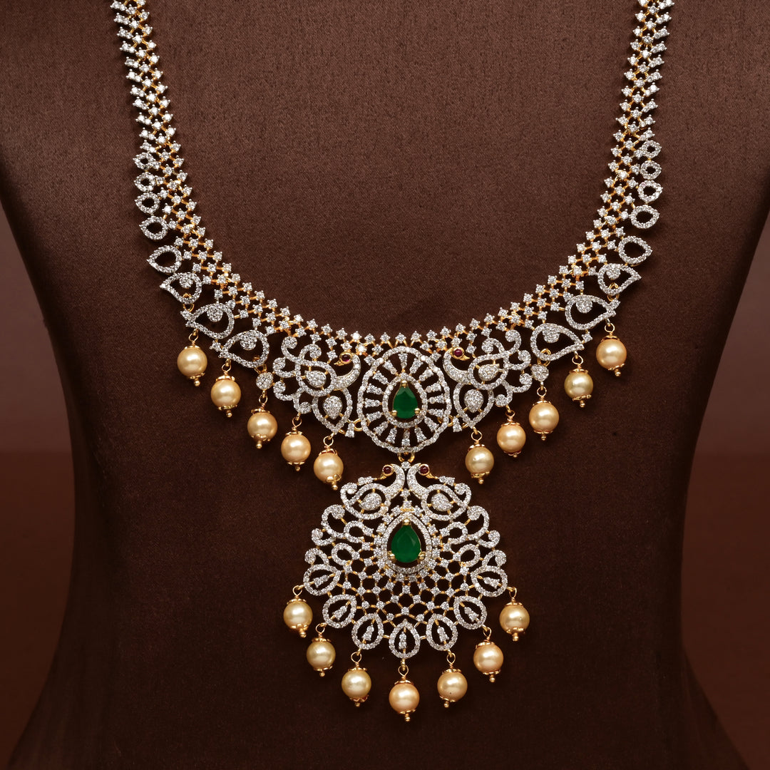 CZ Silver Emerald Necklace