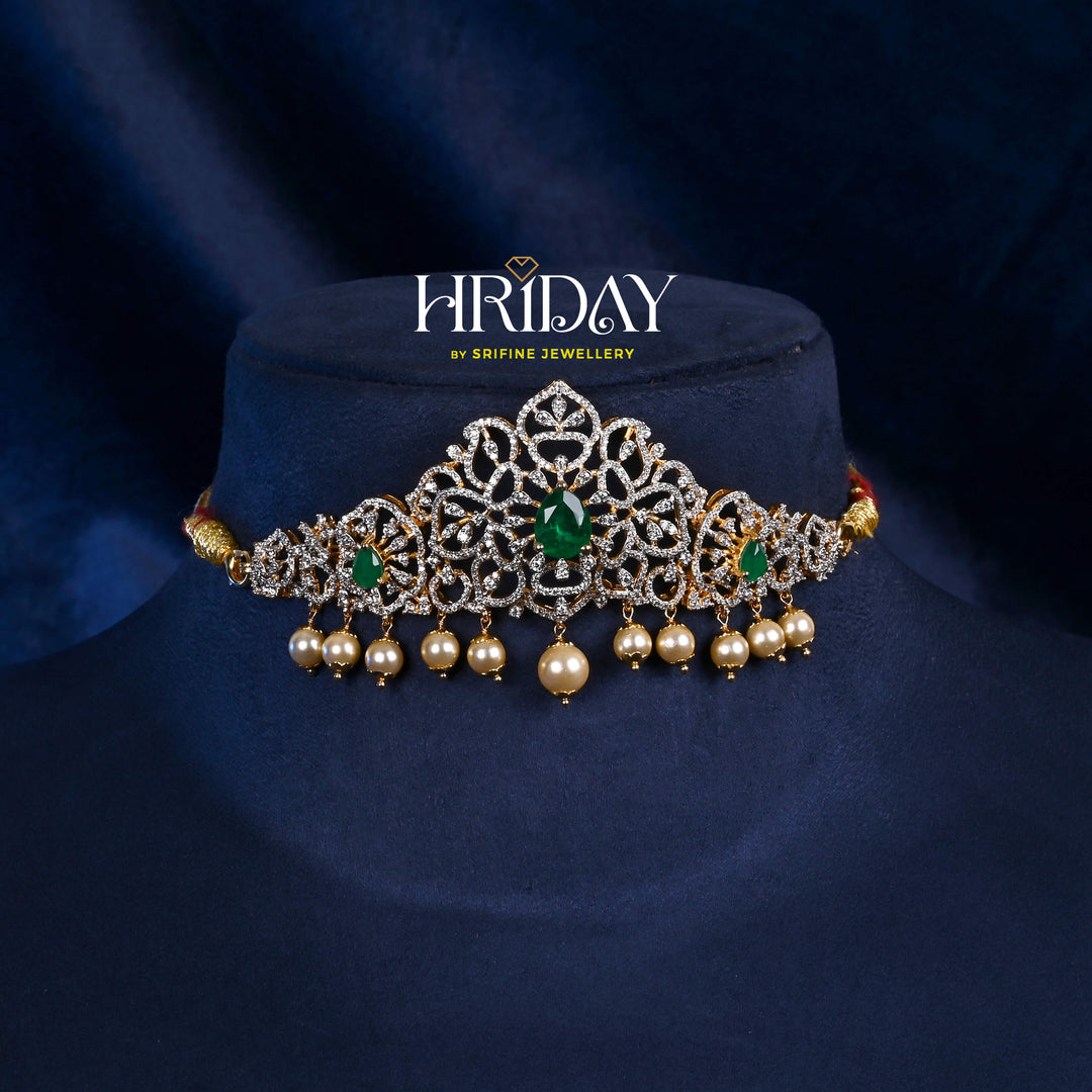 CZ Silver Emerald Choker