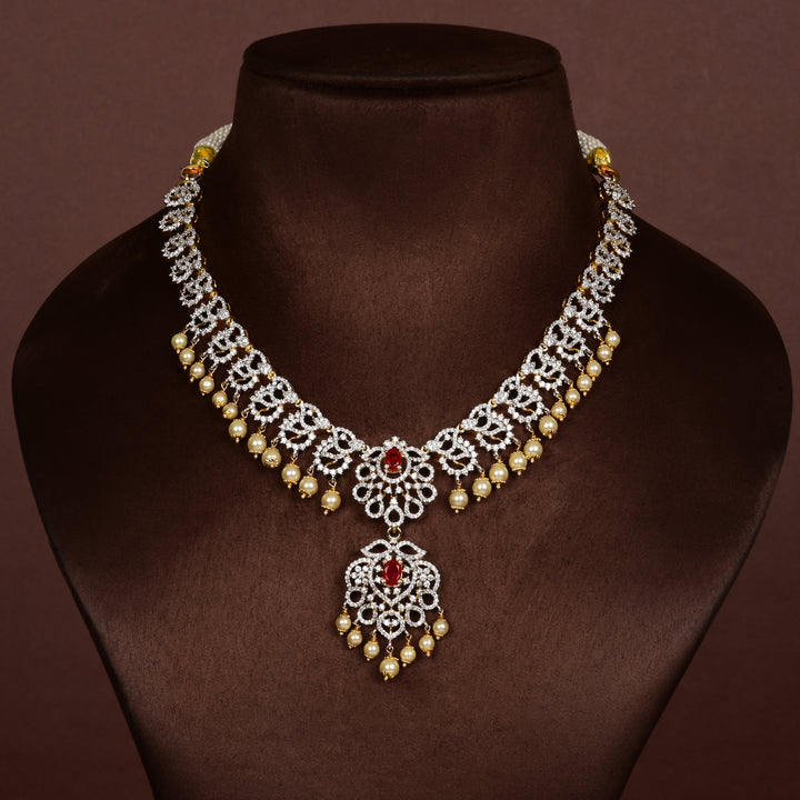 CZ Silver Ruby Necklace