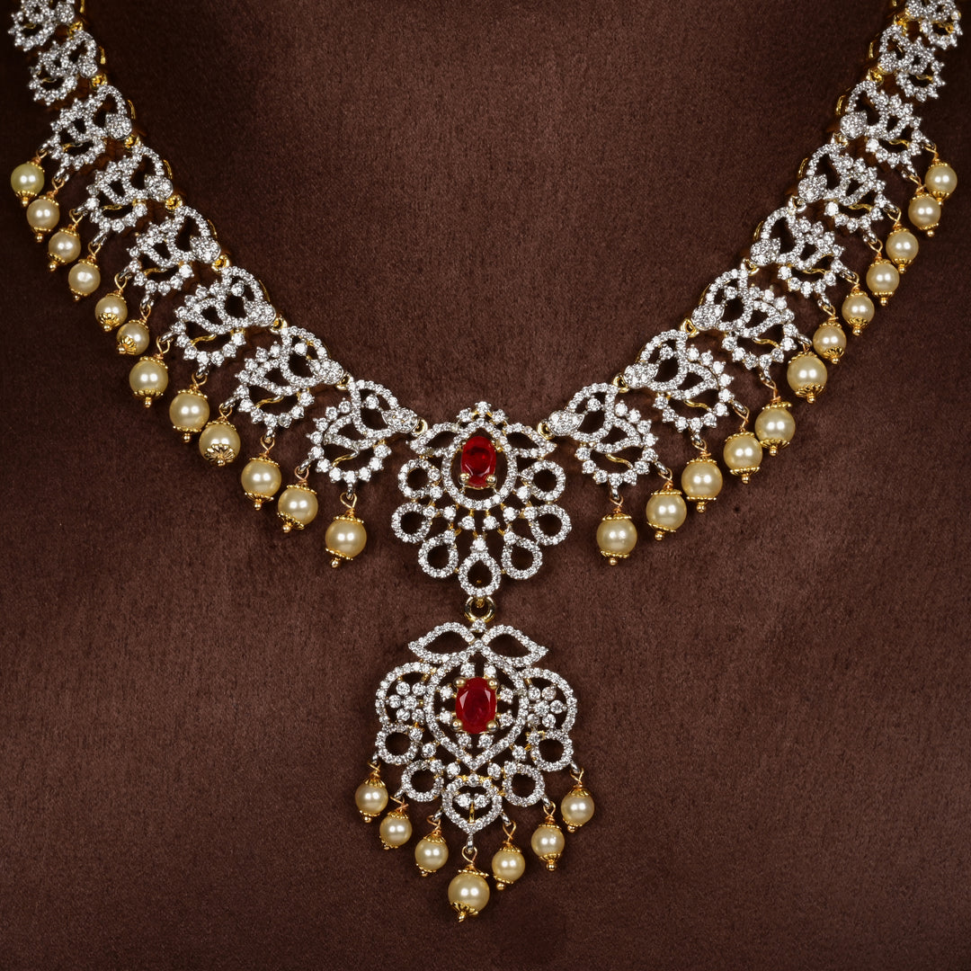 CZ Silver Ruby Necklace