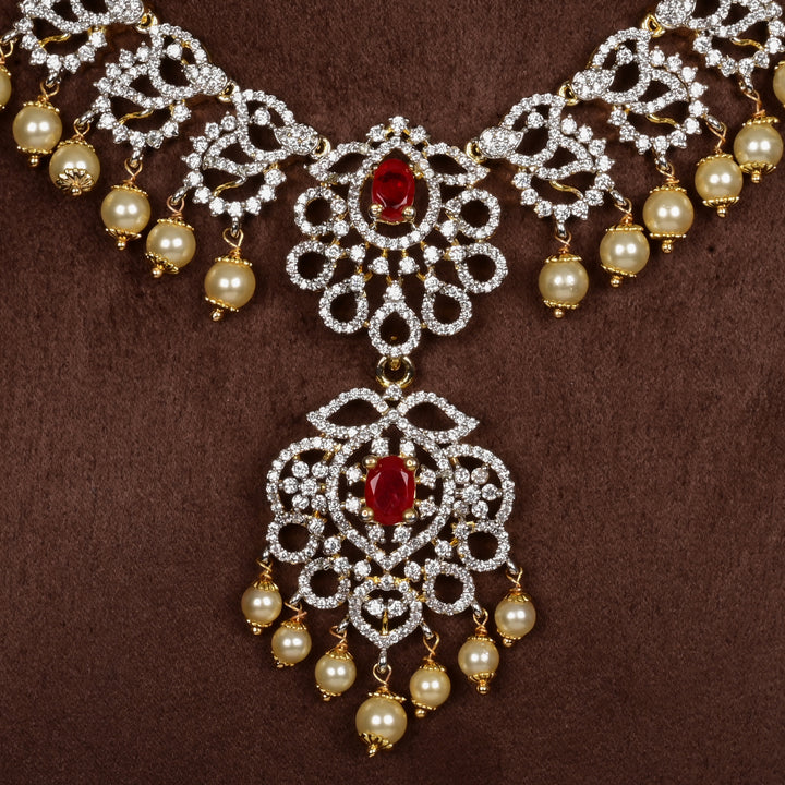 CZ Silver Ruby Necklace