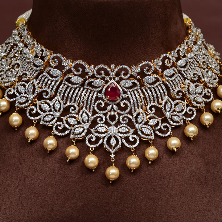 CZ Silver Ruby Choker