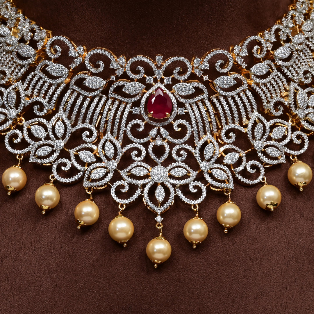 CZ Silver Ruby Choker