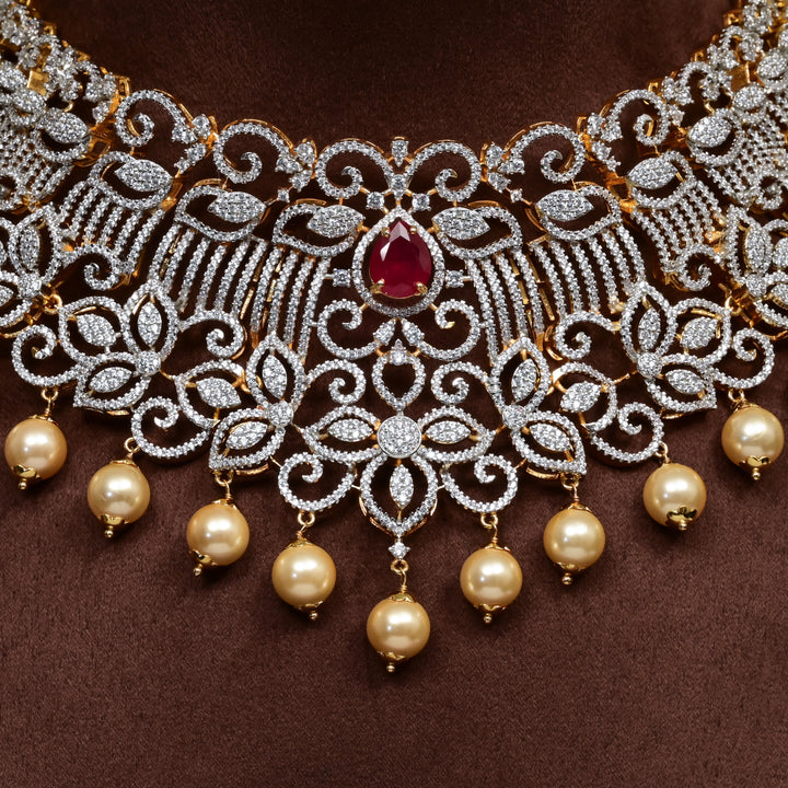 CZ Silver Ruby Choker