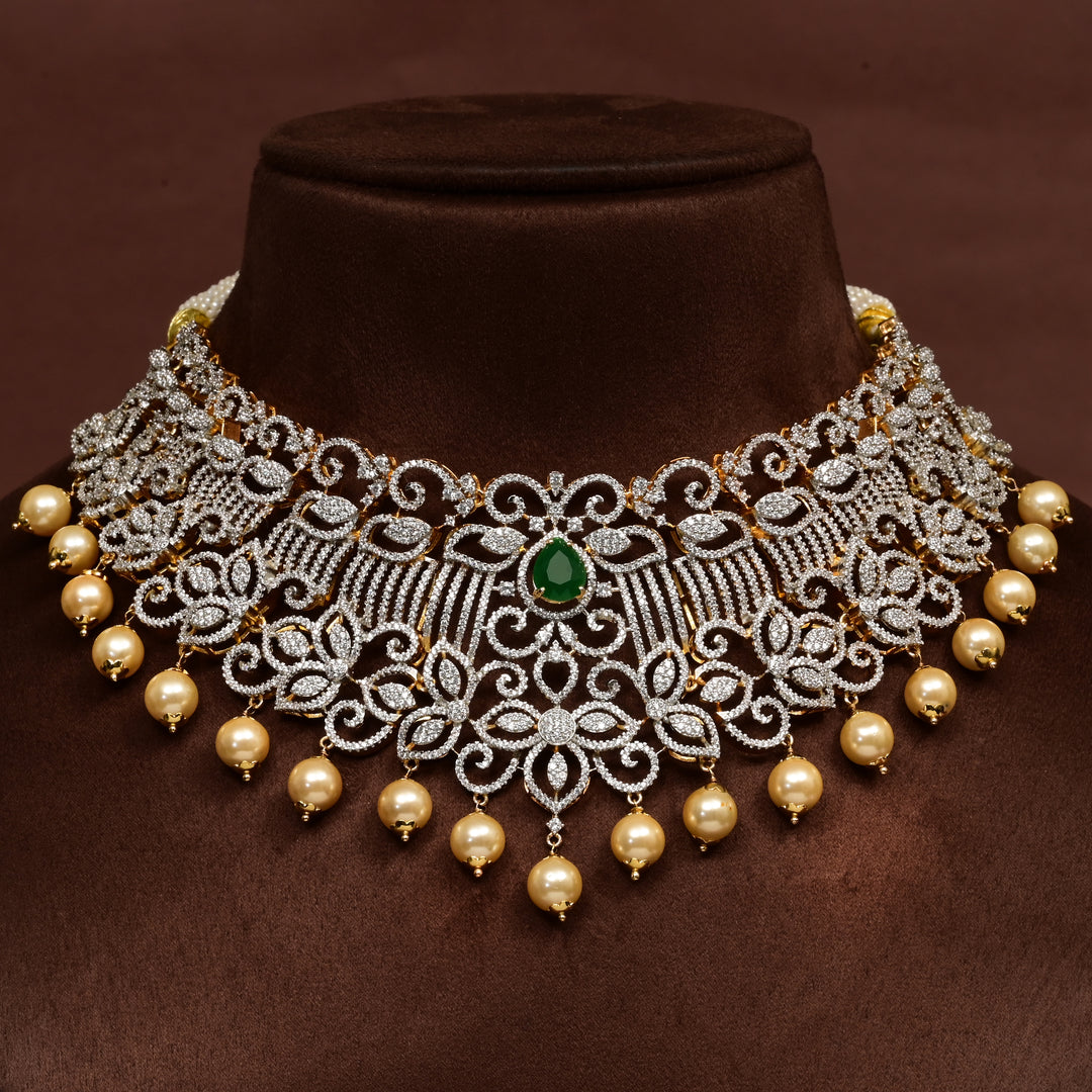 CZ Silver Emerald Choker