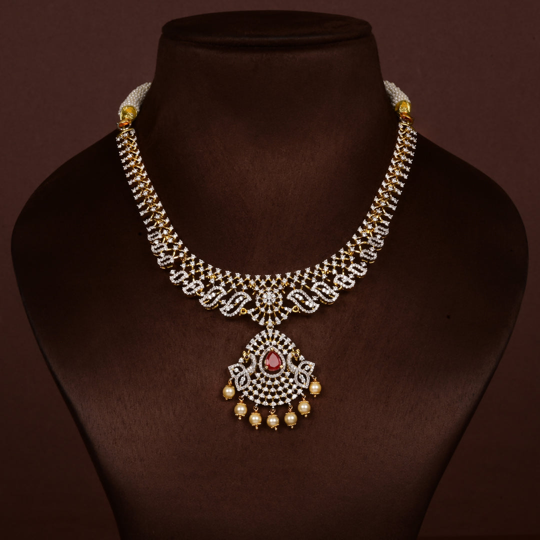CZ Silver Ruby Necklace