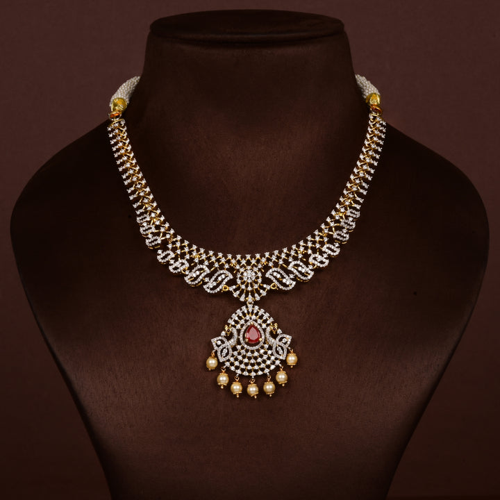 CZ Silver Ruby Necklace