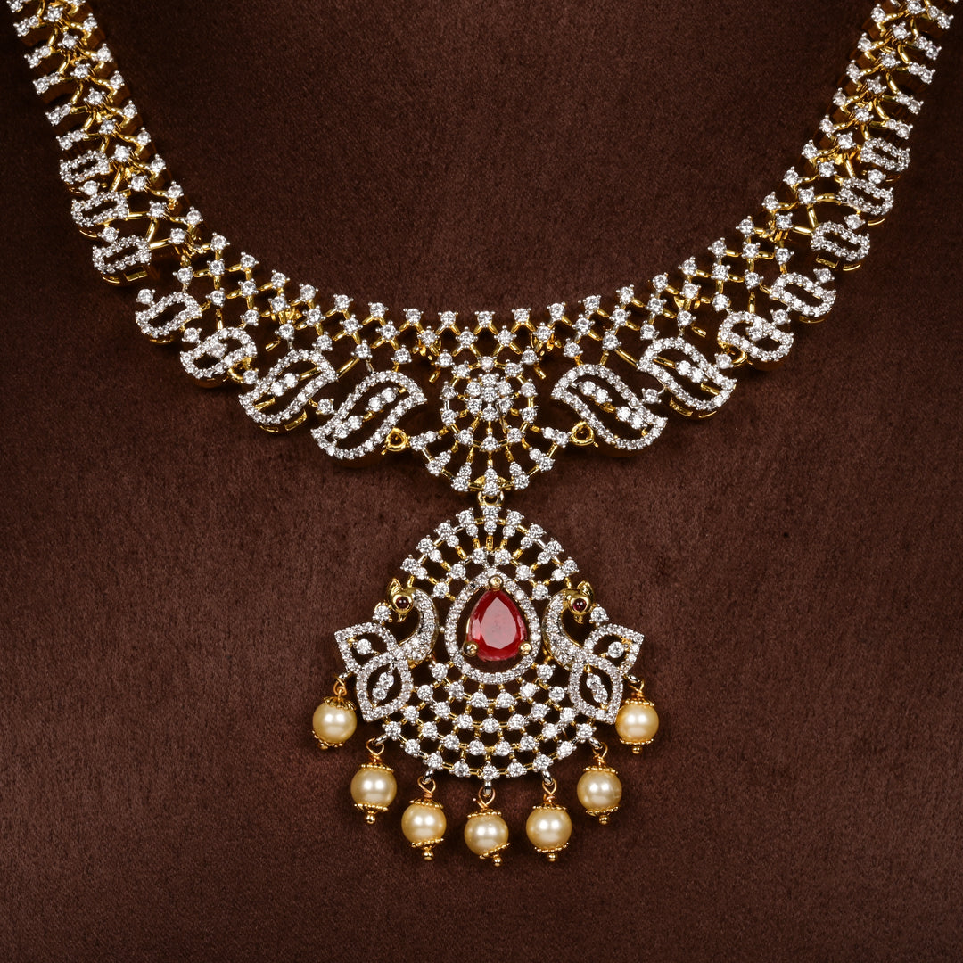 CZ Silver Ruby Necklace