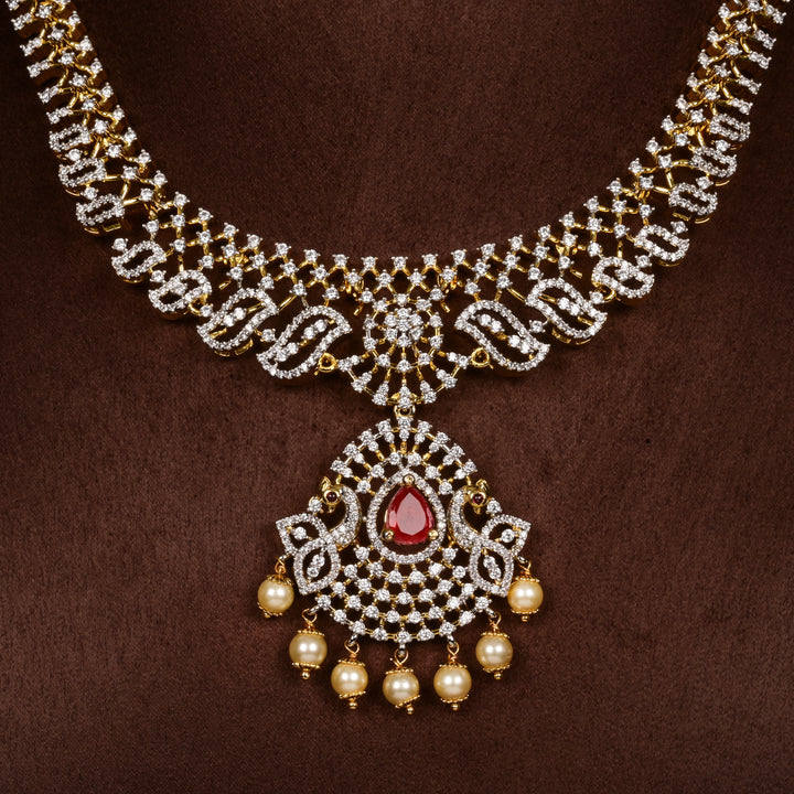 CZ Silver Ruby Necklace