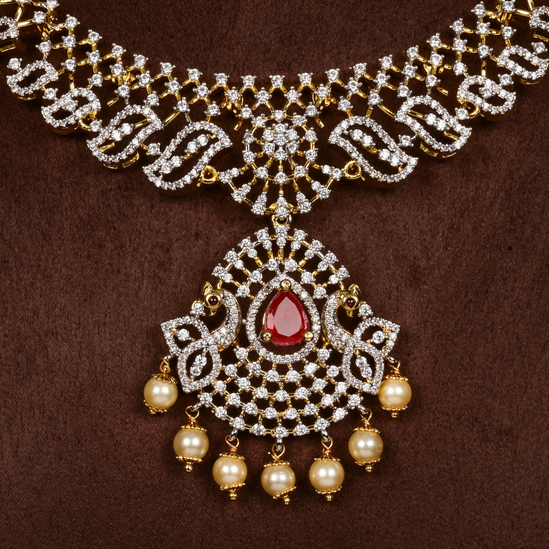 CZ Silver Ruby Necklace