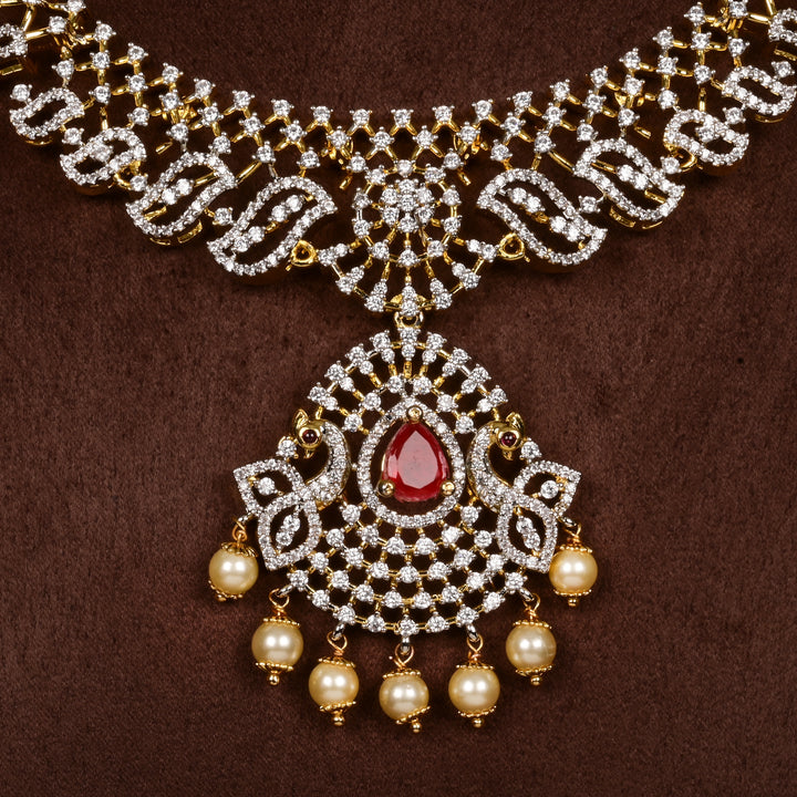 CZ Silver Ruby Necklace