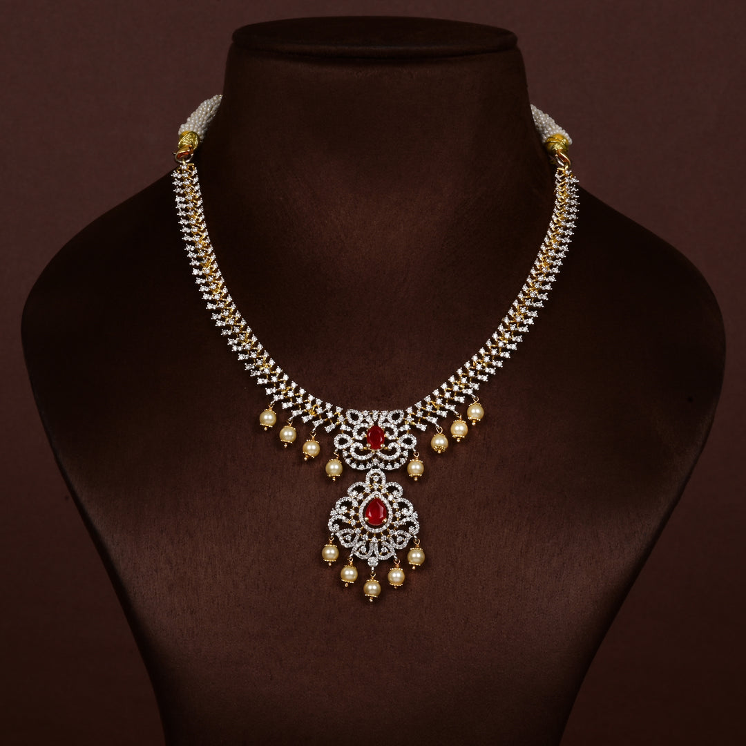CZ Silver Ruby Necklace
