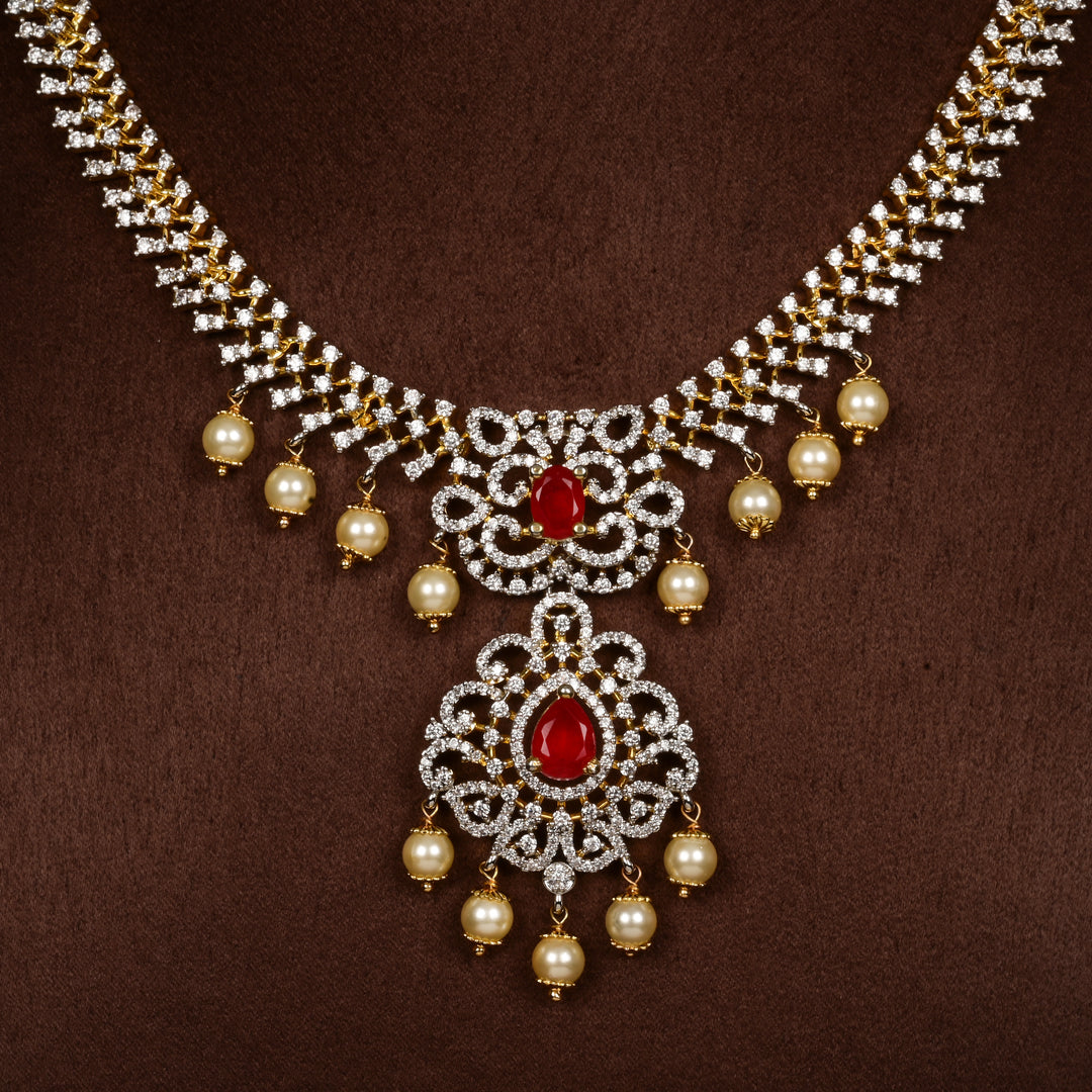 CZ Silver Ruby Necklace