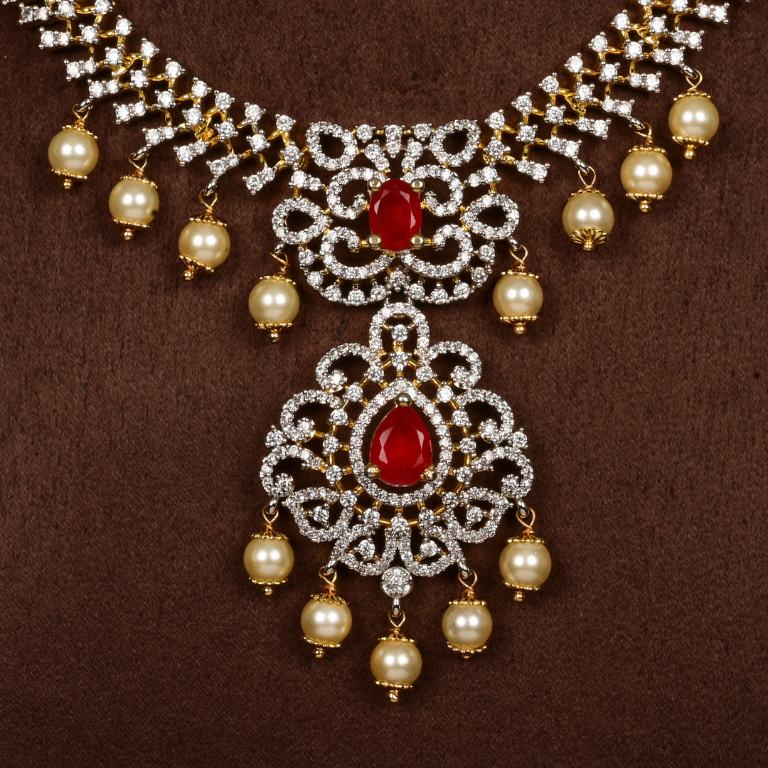 CZ Silver Ruby Necklace