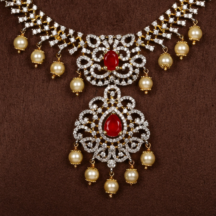 CZ Silver Ruby Necklace