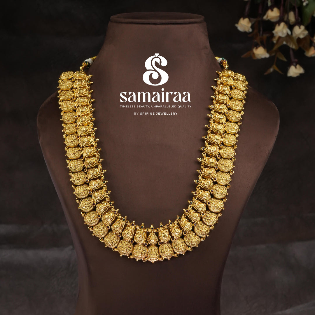 Traditional 92.5 silver temple necklace with Lakshmi motifs, peacock motifs and intricate heritage craftsmanship by Sri Fine Jewellery Hyderabad 