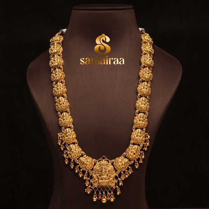 Traditional 92.5 silver temple necklace with Lakshmi motifs and intricate heritage craftsmanship by Sri Fine Jewellery Hyderabad (https://srifinejewellery.com)