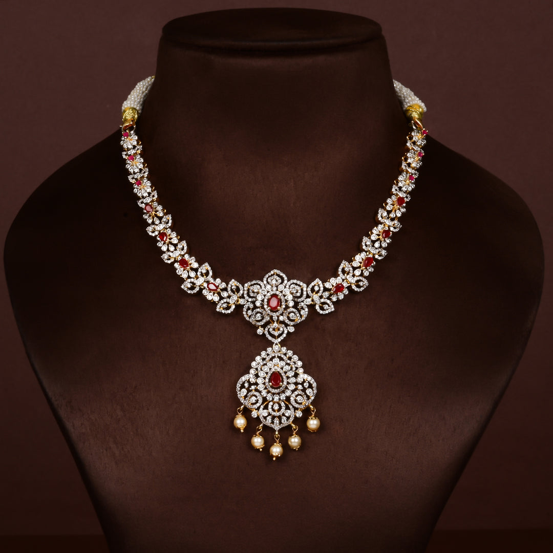 CZ Silver Ruby Necklace