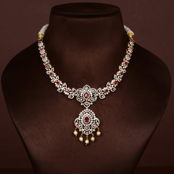 CZ Silver Ruby Necklace