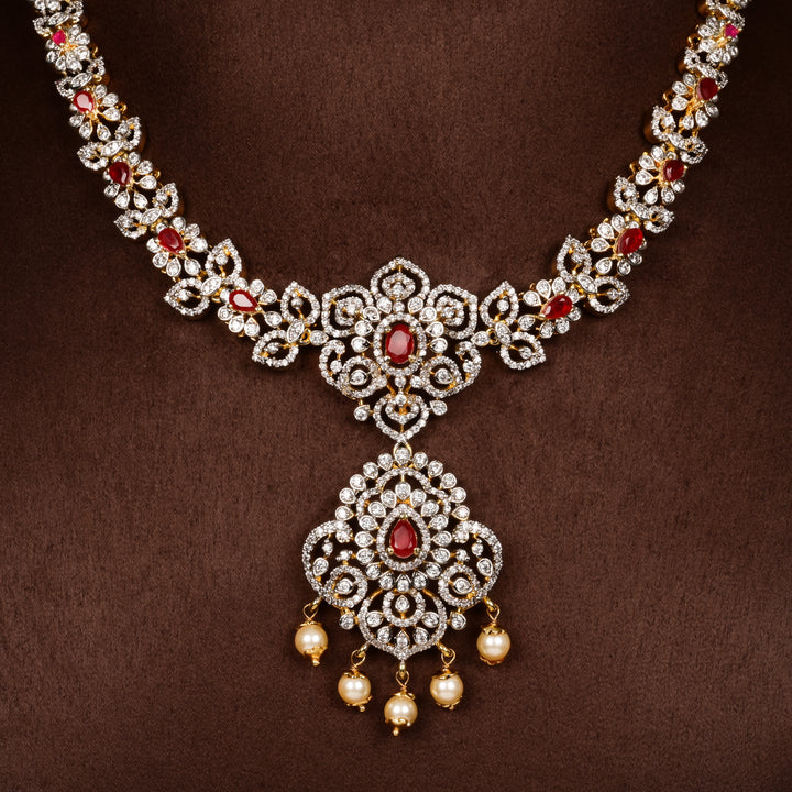 CZ Silver Ruby Necklace