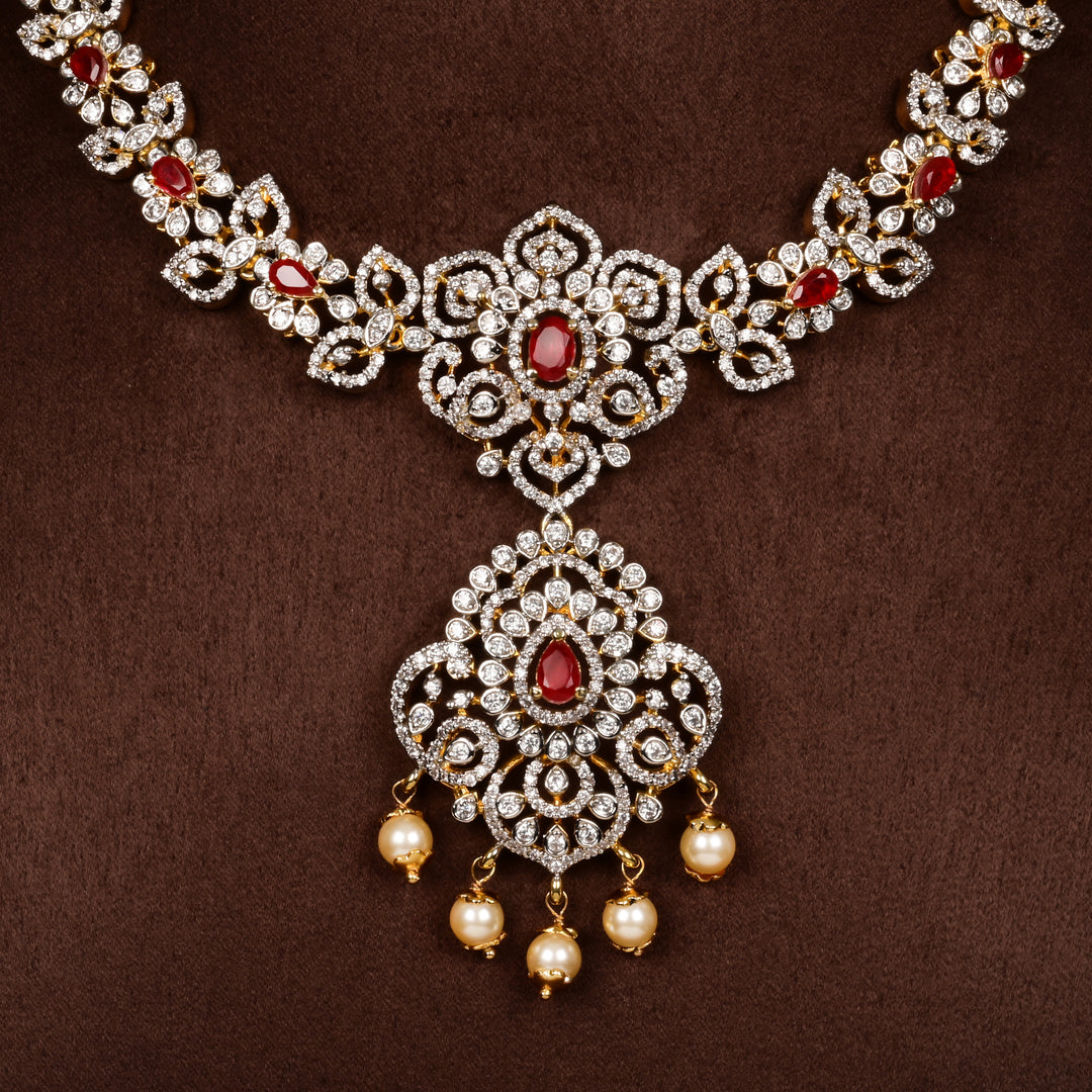 CZ Silver Ruby Necklace