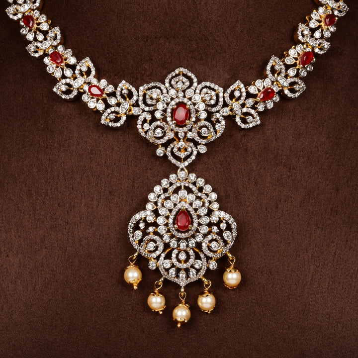 CZ Silver Ruby Necklace