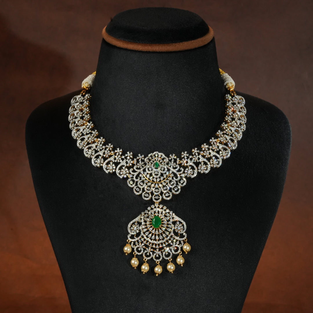 CZ Silver Emerald Necklace