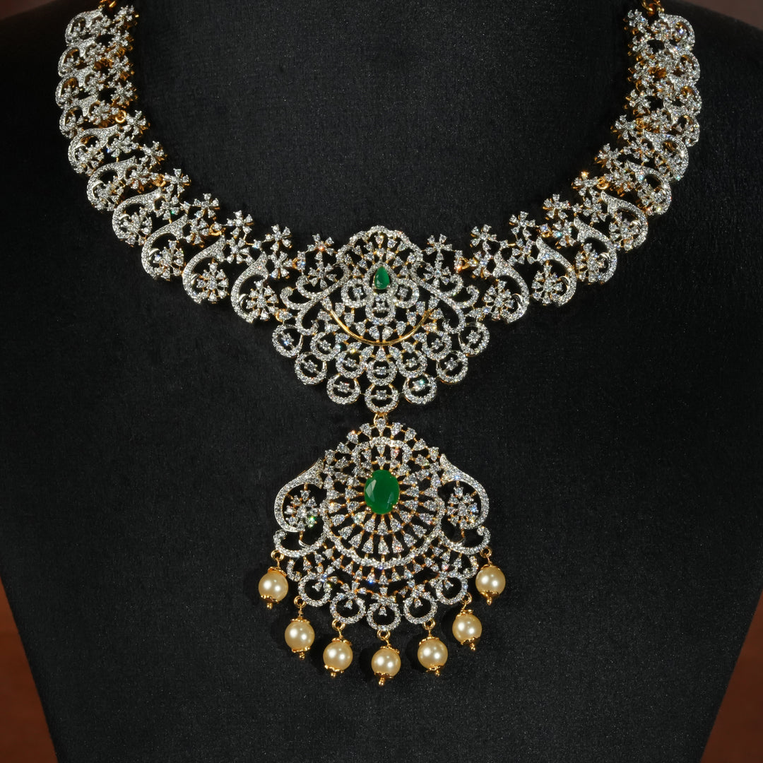 CZ Silver Emerald Necklace