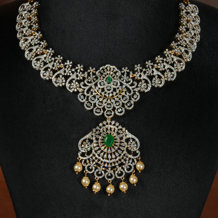 CZ Silver Emerald Necklace