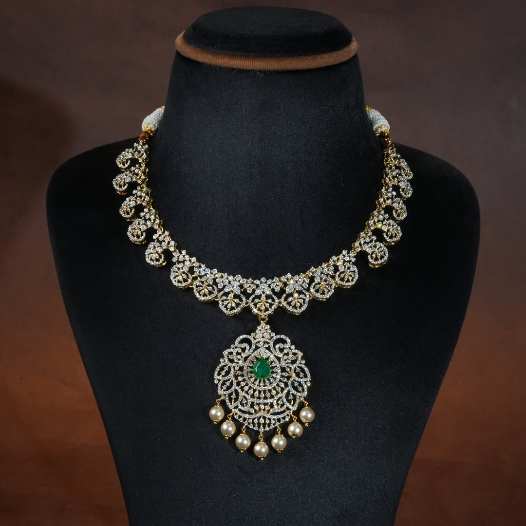 CZ Silver Emerald Necklace