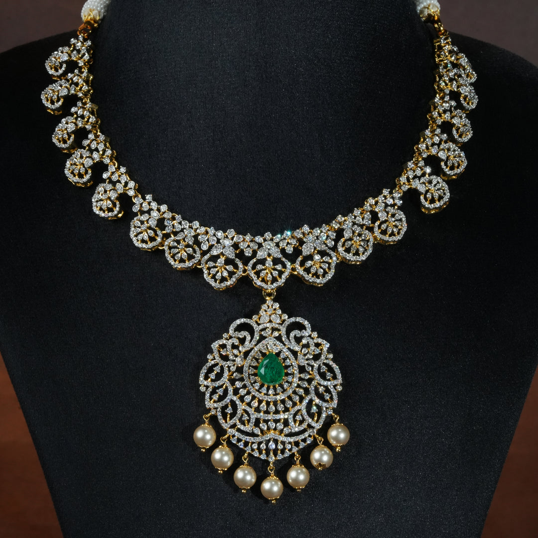 CZ Silver Emerald Necklace